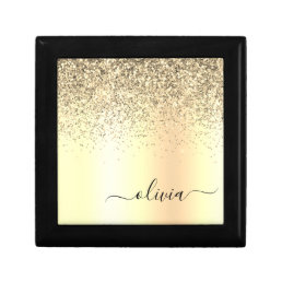 Gold Glitter Girly Luxury Modern Monogram Name Gift Box