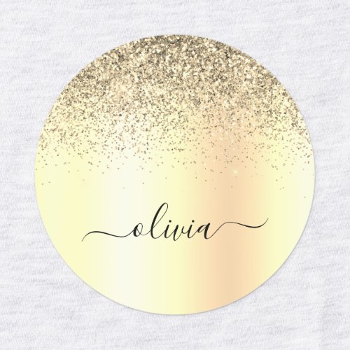 Gold Glitter Girly Luxury Modern Monogram Name Labels