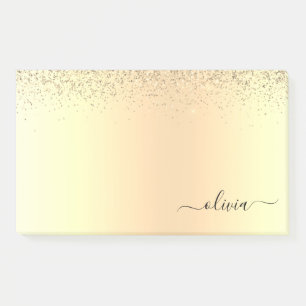 Gold Glitter Girly Luxury Modern Monogram Name Post-it Notes