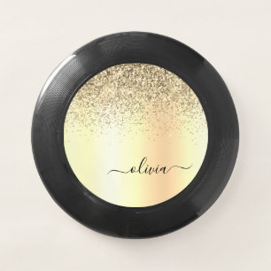 Gold Glitter Girly Luxury Modern Monogram Name Wham-O Frisbee