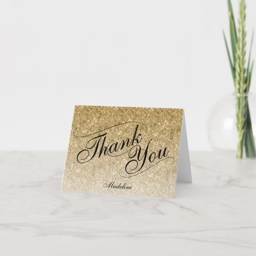 Gold Glitter Glam Bat Mitzvah Card