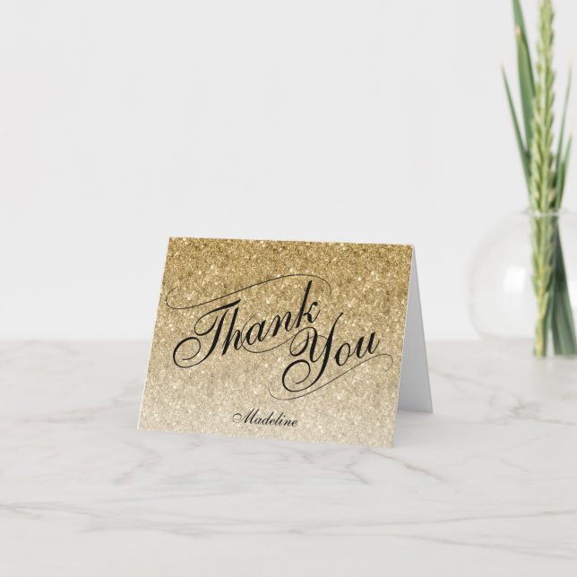 Gold Glitter Glam Bat Mitzvah Card (Front)