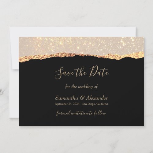 Gold Glitter Glam Black Save the Day card