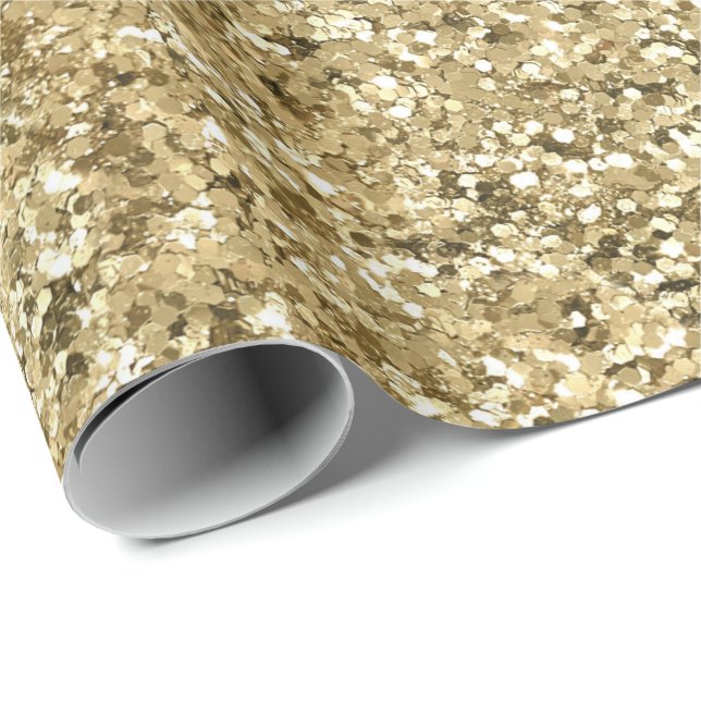 Gold Glitter Glam Bling Stylish Chic Trendy  Wrapping Paper (Roll Corner)