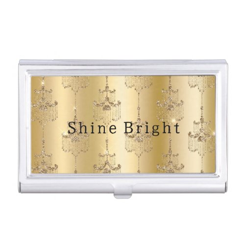 Gold Glitter Glam Chandeliers  Business Card Case