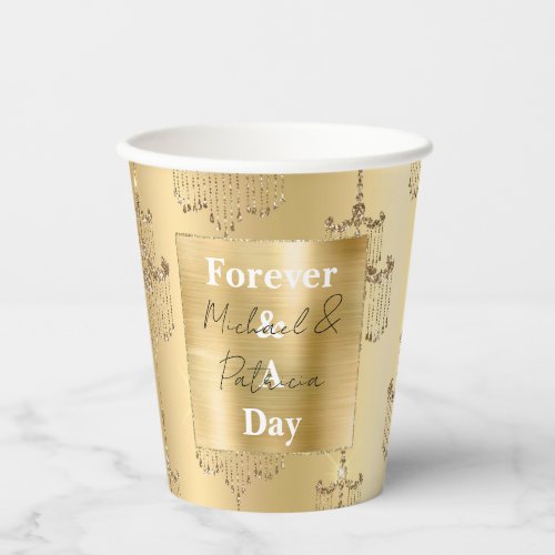 Gold Glitter Glam Chandeliers  Paper Cups