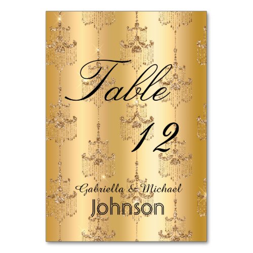 Gold Glitter Glam Chandeliers Table Number