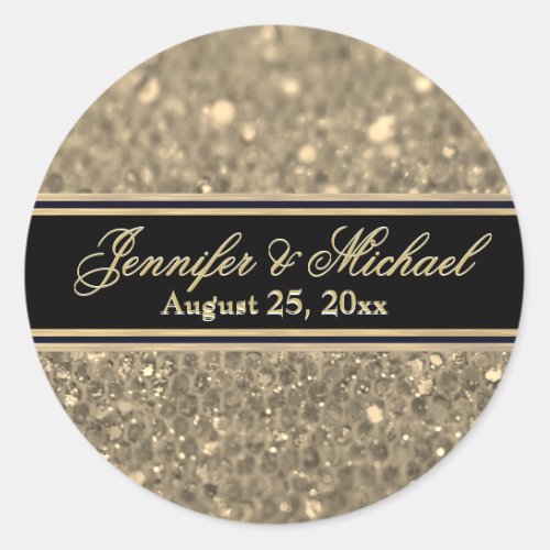 Gold Glitter Glam Classic Round Sticker