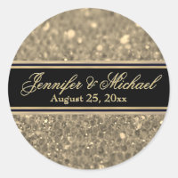 Gold Glitter Glam Classic Round Sticker