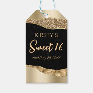 Gold Glitter Glam Edge & Diamonds Sweet 16  Gift Tags