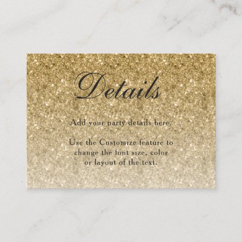 Gold Glitter Glam Enclosure Card