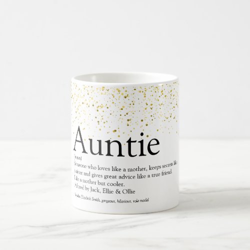 Gold Glitter Glam Fun Best Aunt Auntie Definition  Coffee Mug