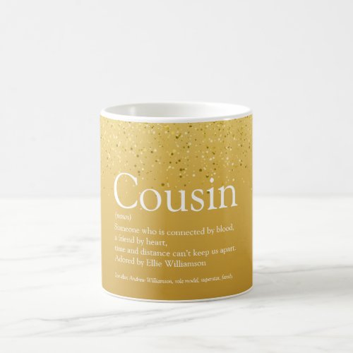 Gold Glitter Glam Modern Fun Cousin Definition  Coffee Mug