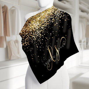 Gold Glitter Glam Monogram Name  Bandana
