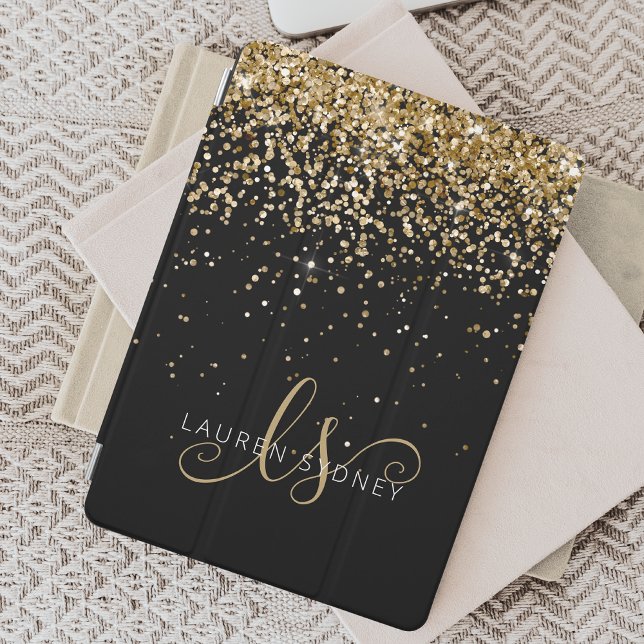 Gold Glitter Glam Monogram Name iPad Mini Cover (Creator Uploaded)