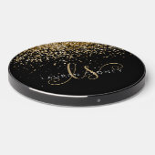 Gold Glitter Glam Monogram Name Wireless Charger (Front 2)