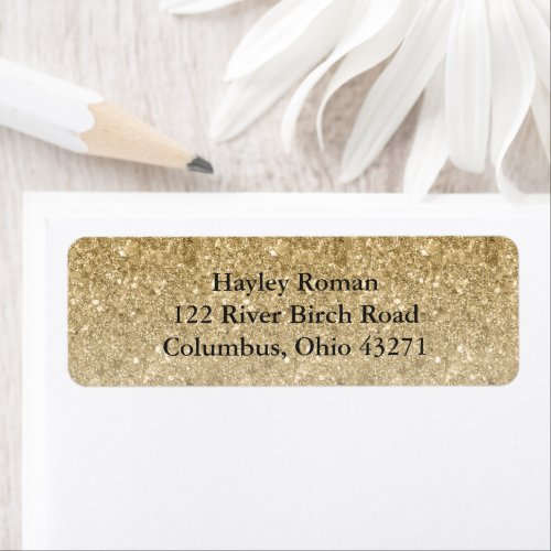 Gold Glitter Glam Personalized Return Address Label