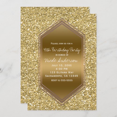 Gold Glitter Glam Shine Birthday Party Any Event Invitation