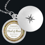 Gold Glitter Glam Will You Be Maid of Honor Silver Plated Necklace<br><div class="desc">You are planning the most special day of your life and this gold glitter glam look silver necklace will make your potential Maid of Honor feel extra special too!!! This invitation is a unique and fun way to ask your friends to celebrate with you.</div>