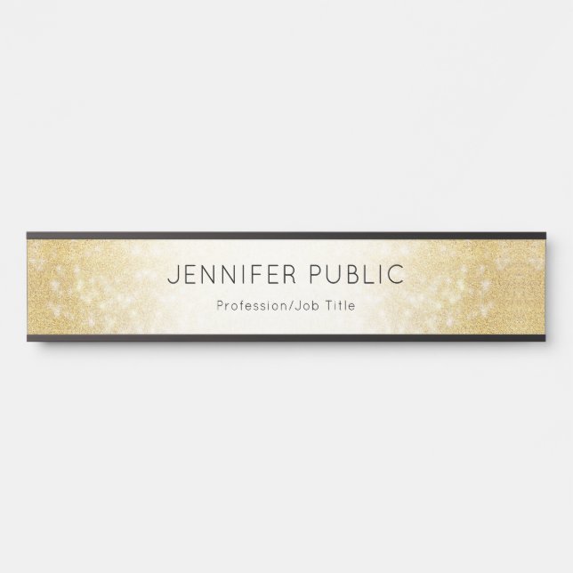 Gold Glitter Glamorous Template Elegant Modern Door Sign (Front)