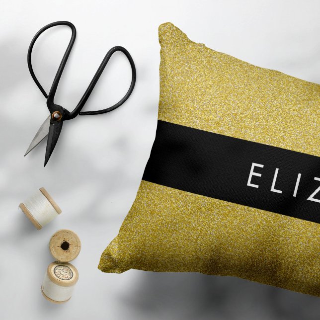 Gold Glitter, Glitter Background, Your Name Accent Pillow (Creator Uploaded)