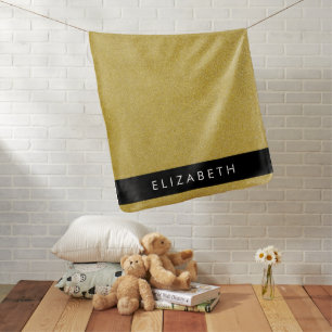 Gold Glitter, Glitter Background, Your Name Baby Blanket