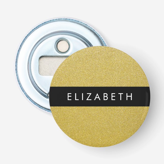 Gold Glitter, Glitter Background, Your Name Bottle Opener (Front)