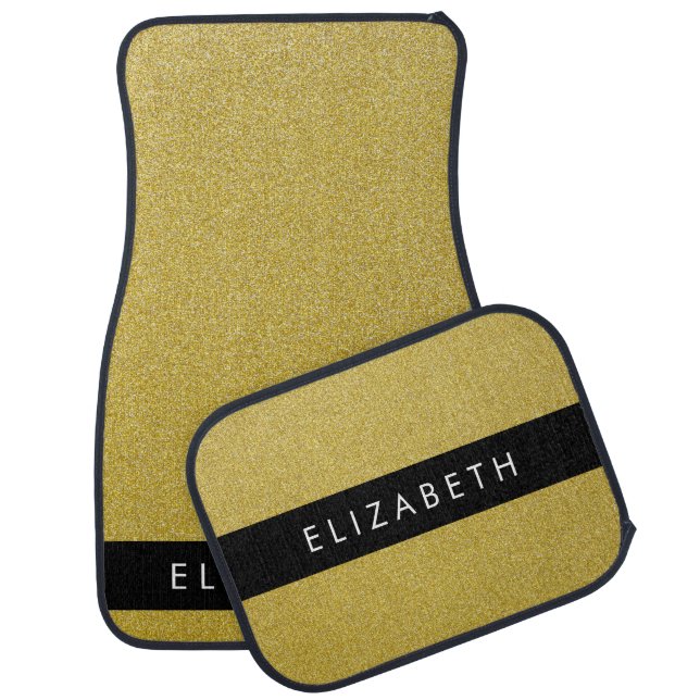 Gold Glitter, Glitter Background, Your Name Car Floor Mat (Set)