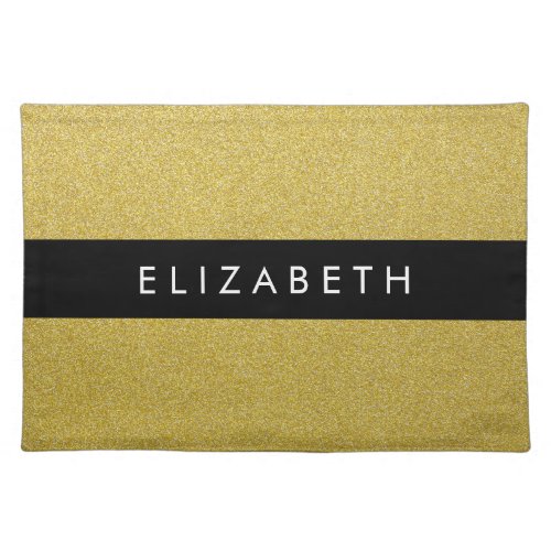 Gold Glitter Glitter Background Your Name Cloth Placemat