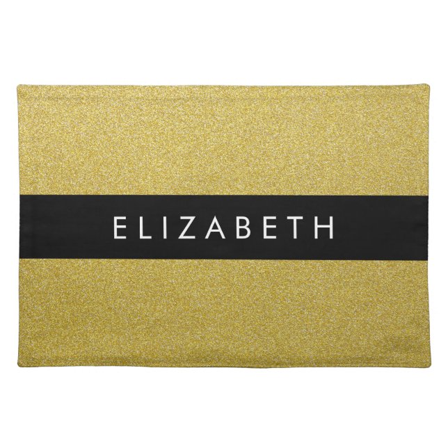 Gold Glitter, Glitter Background, Your Name Cloth Placemat (Front)
