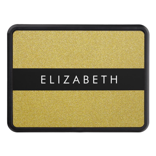 Gold Glitter, Glitter Background, Your Name Hitch Cover (Front)