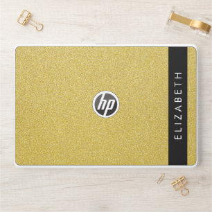 Gold Glitter, Glitter Background, Your Name HP Laptop Skin
