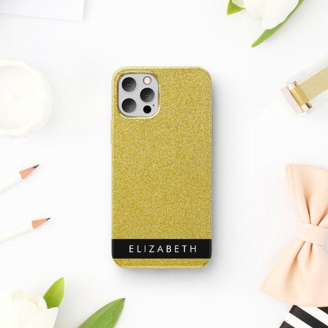 Gold Glitter, Glitter Background, Your Name iPhone Case (Creator Uploaded)