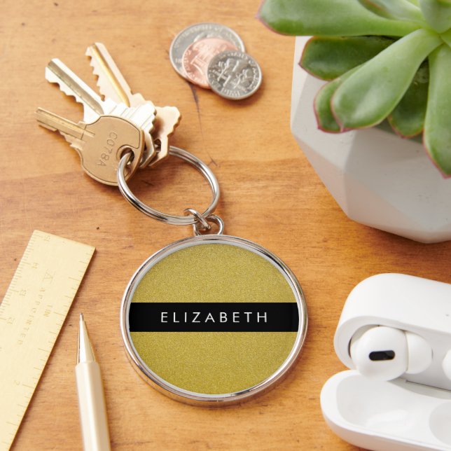 Gold Glitter, Glitter Background, Your Name Keychain (Desk)