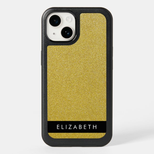Gold Glitter, Glitter Background, Your Name Otterbox iPhone Case (Back)