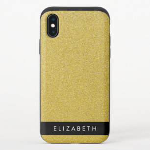 Gold Glitter, Glitter Background, Your Name iPhone X Slider Case