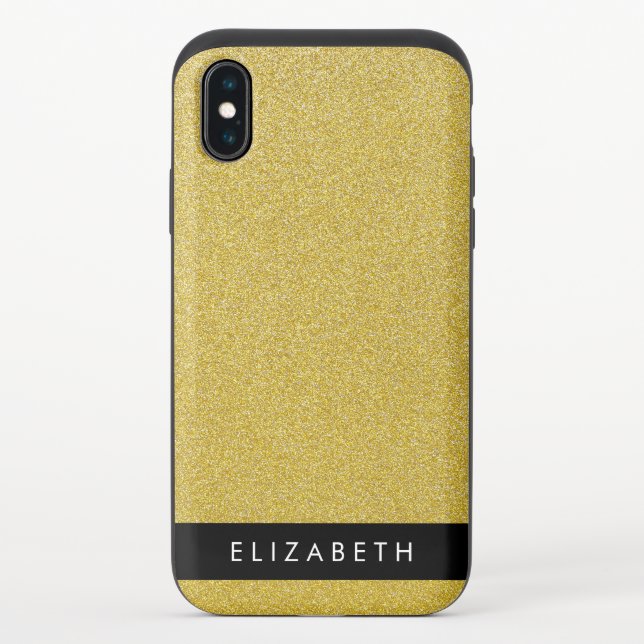 Gold Glitter, Glitter Background, Your Name Uncommon iPhone Case (Back)