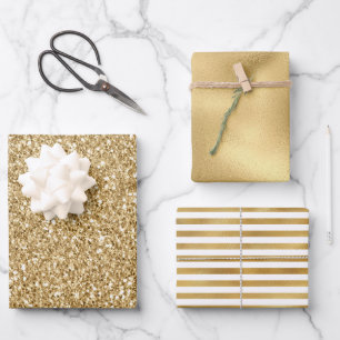 Gold Glitter Glitz Wrapping Paper Sheets