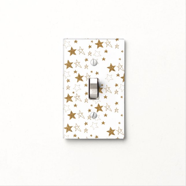 Gold Glitter Glitzy Stars Light Switch Cover (In Situ)