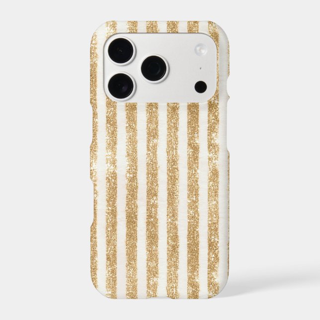 Gold Glitter Glitzy Stripes Iphone Case (Back)