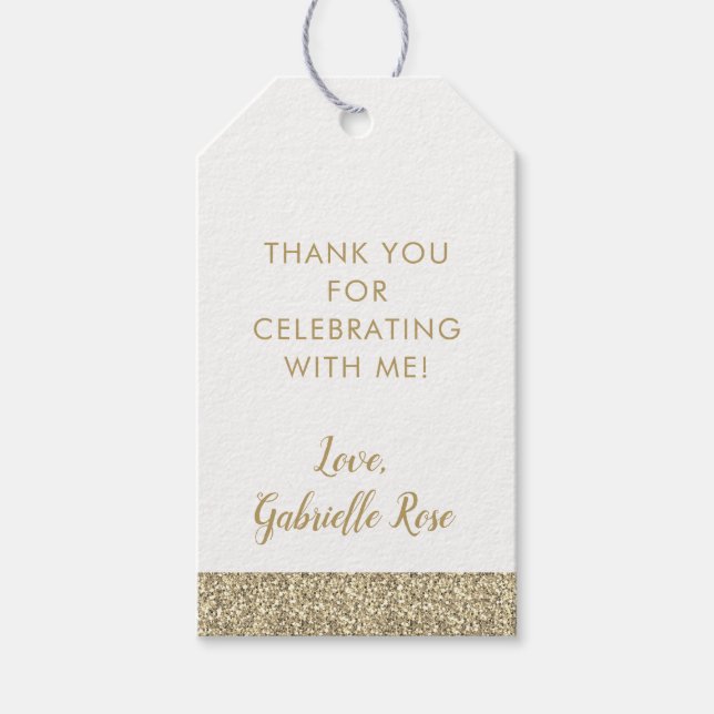 Gold Glitter & Gold Favor Tag (Front)