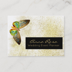 *~* Gold Glitter Gold Gilded Butterfly Watercolor Business Card