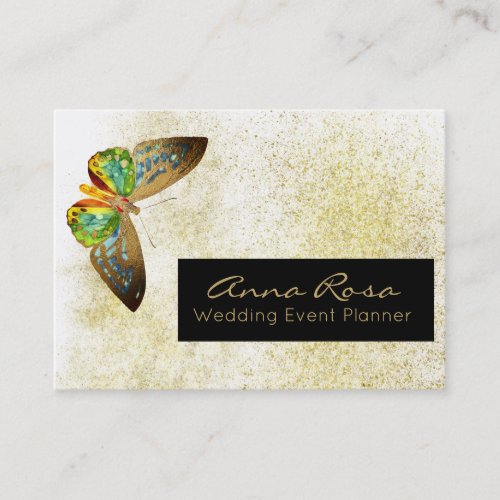  Gold Glitter Gold Gilded Butterfly Watercolor Business Card