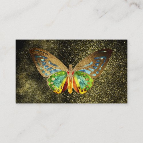  Gold Glitter Gold Gilded Watercolor  Butterfly Business Card