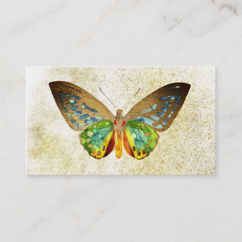  Gold Glitter Gold Gilded White  Butterfly Business Card