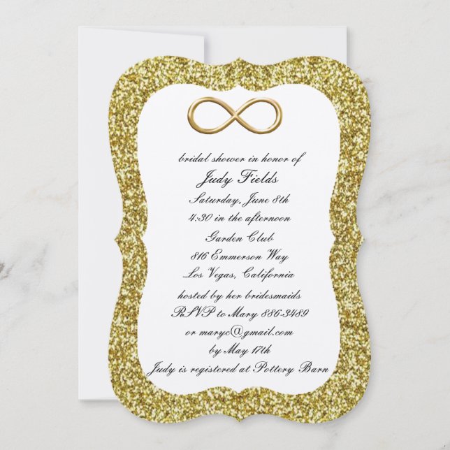 Gold Glitter Gold Infinity Bridal Shower Invite (Front)