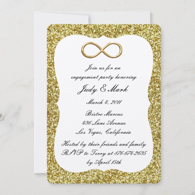 Gold Glitter Gold Infinity Engagement Party Invite (Front)