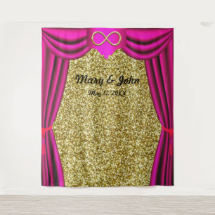 Gold Glitter Gold Infinity Pink Curtain Backdrop