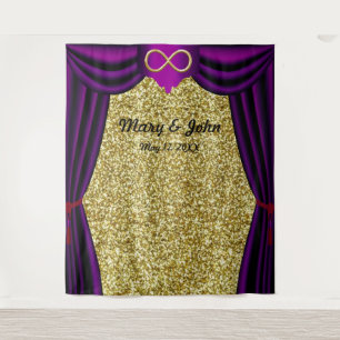 Gold Glitter Gold Infinity Purple Curtain Backdrop