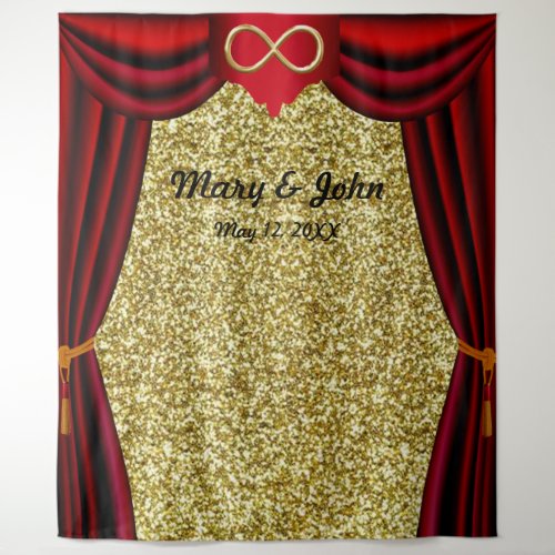 Gold Glitter Gold Infinity Red Curtain Backdrop